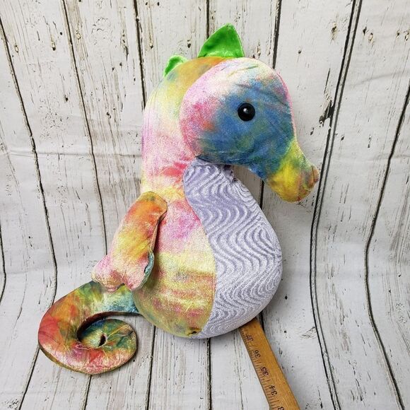 Build-A-Bear Splish Splash Seahorse Tie-Dye Rainbow Plush Soft BAB under the sea - Picture 2 of 13